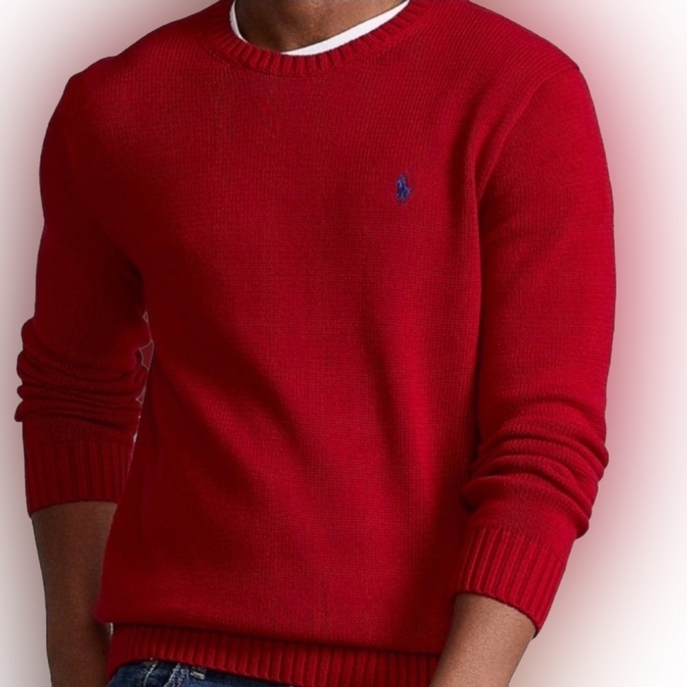 Polo Ralph Lauren VTG Sweater Mens Crew Neck Pullover Preppy Red Sz XL EUC